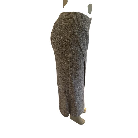 Women L Anthropologie MOTH Sweater Knit Long Midi Faux Wrap Skirt Boucle Oatmeal - Picture 5 of 6